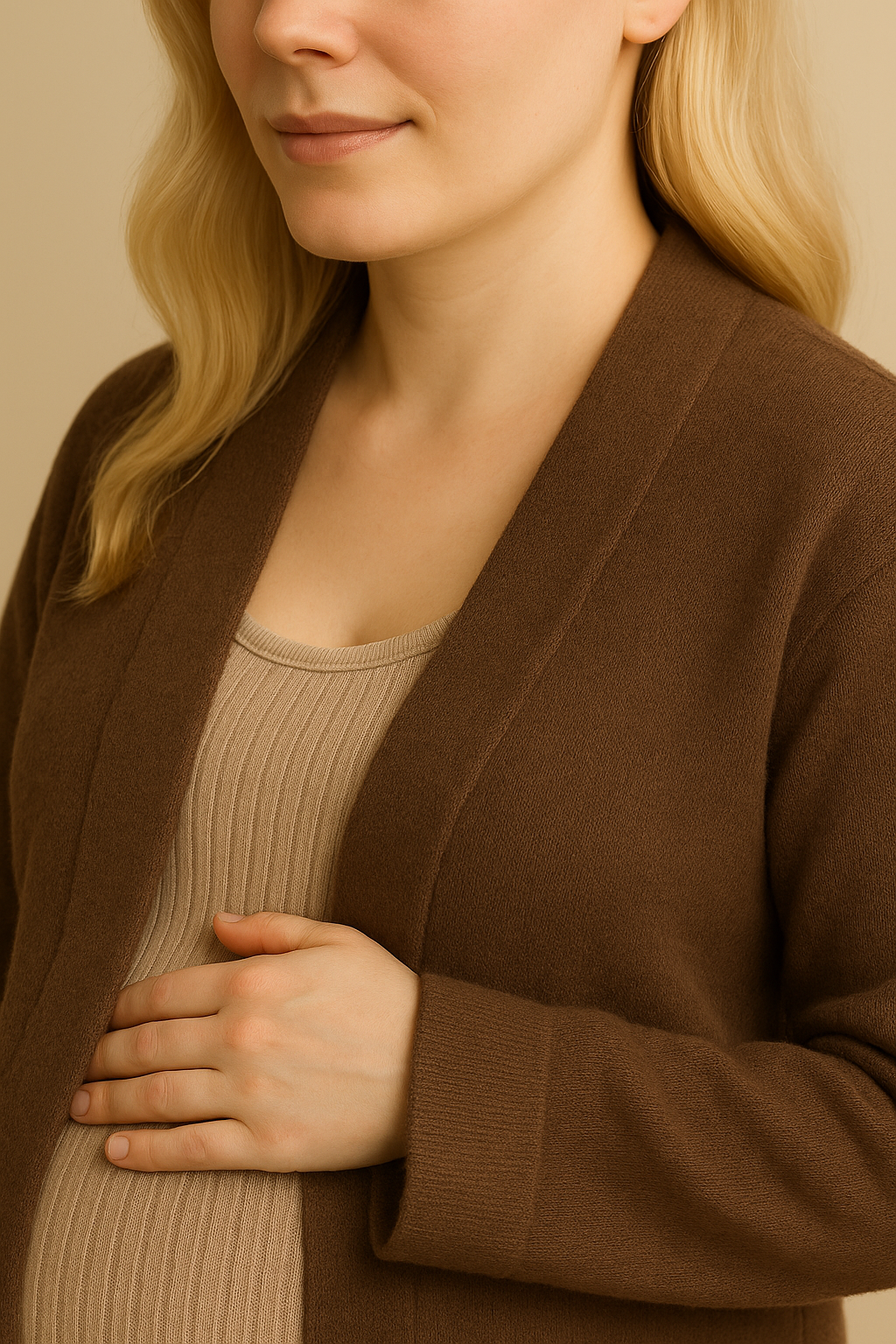 Open Front Longline Coat for Women in Brown