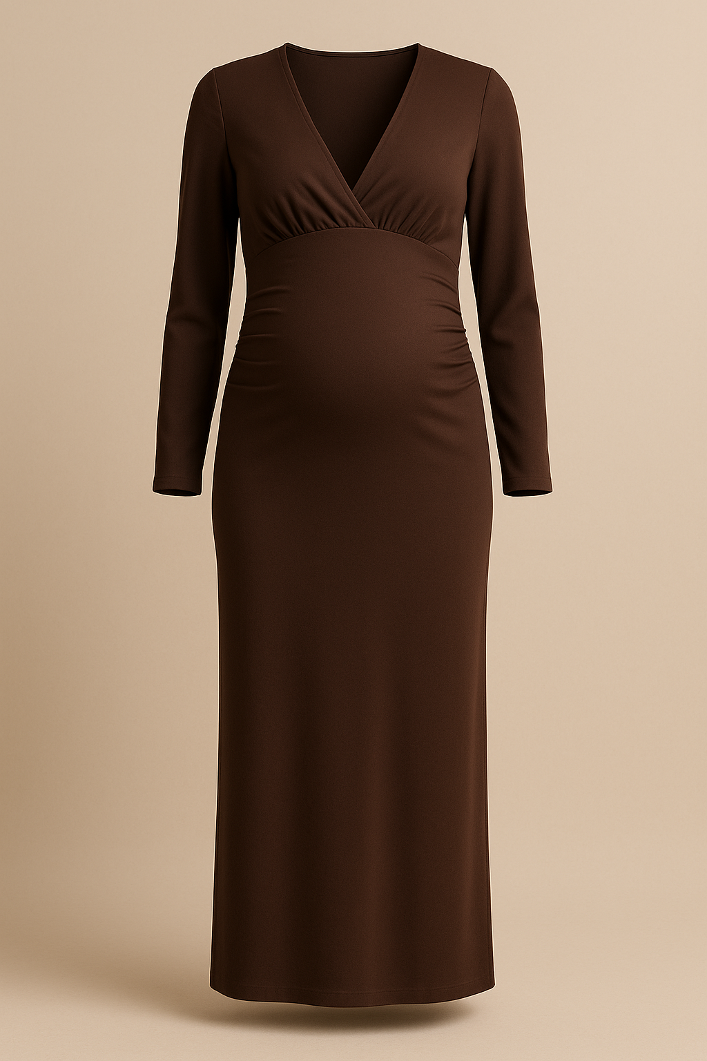 Embrace V-Neck Pleated Maternity Dress