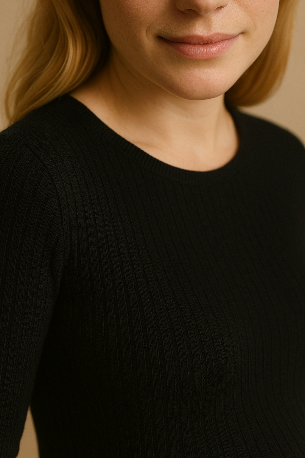 Slim-Fitting Long-Sleeved Maternity Knit Dress in Black