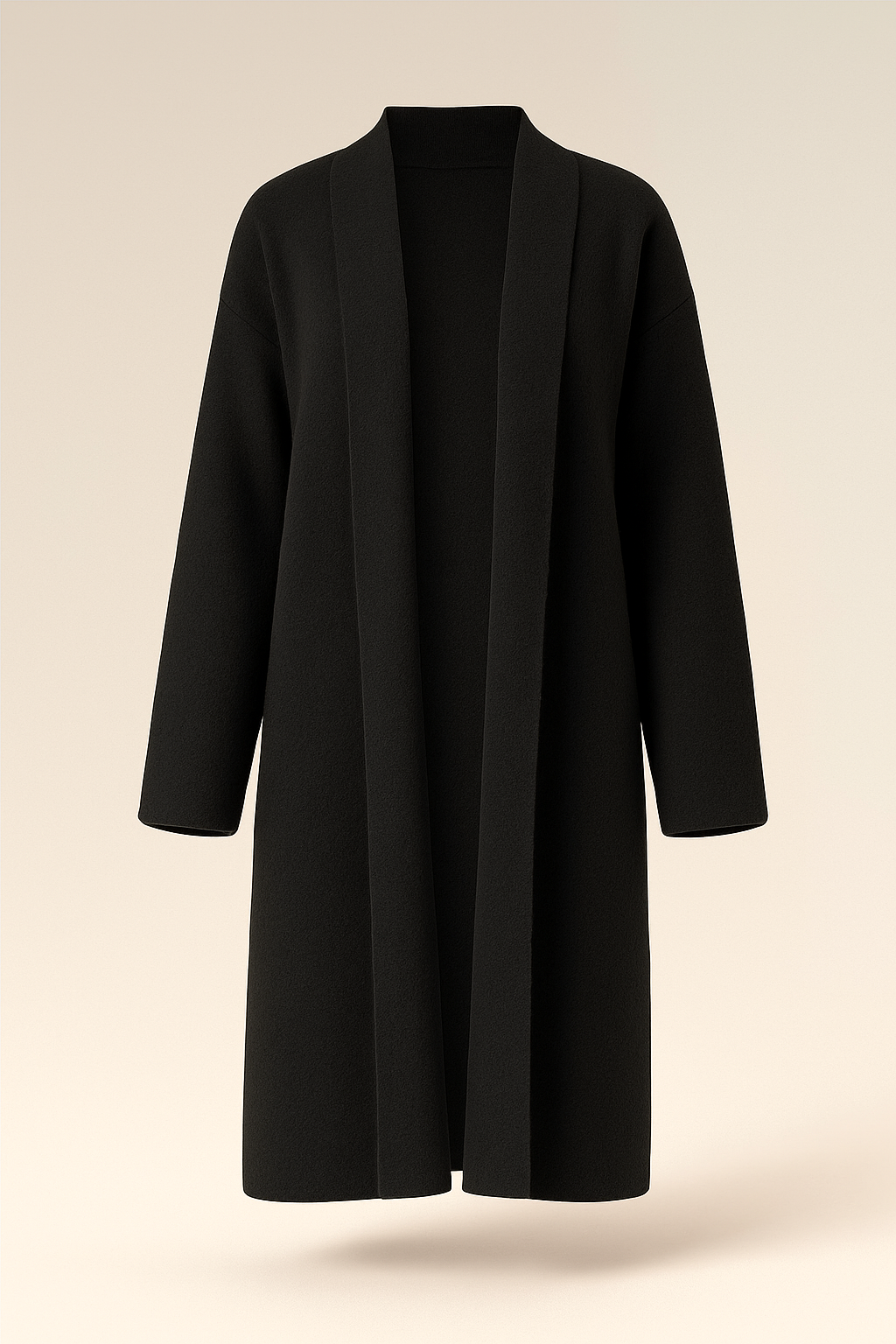 Open Front Longline Coat for Women in Black