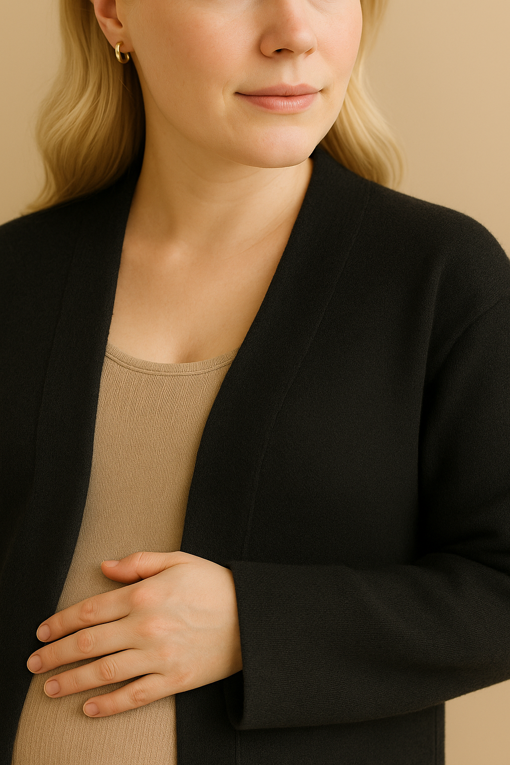 Open Front Longline Coat for Women in Black
