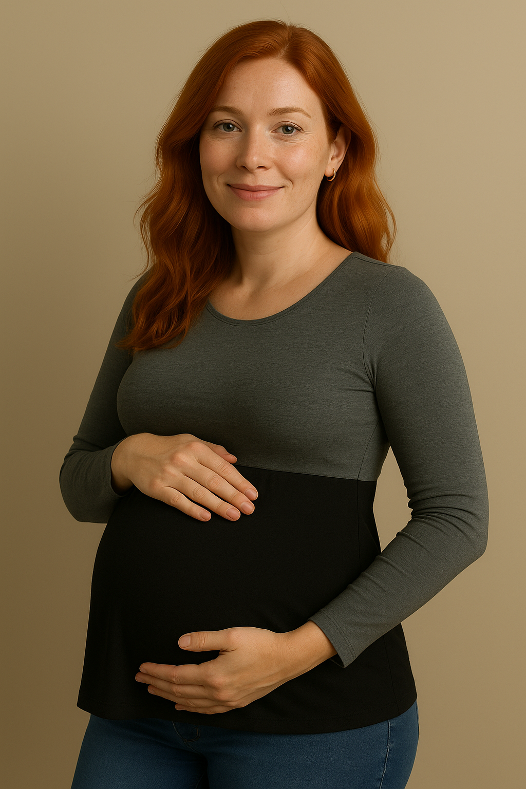 Nursing-Friendly Maternity Long Sleeve in Gray