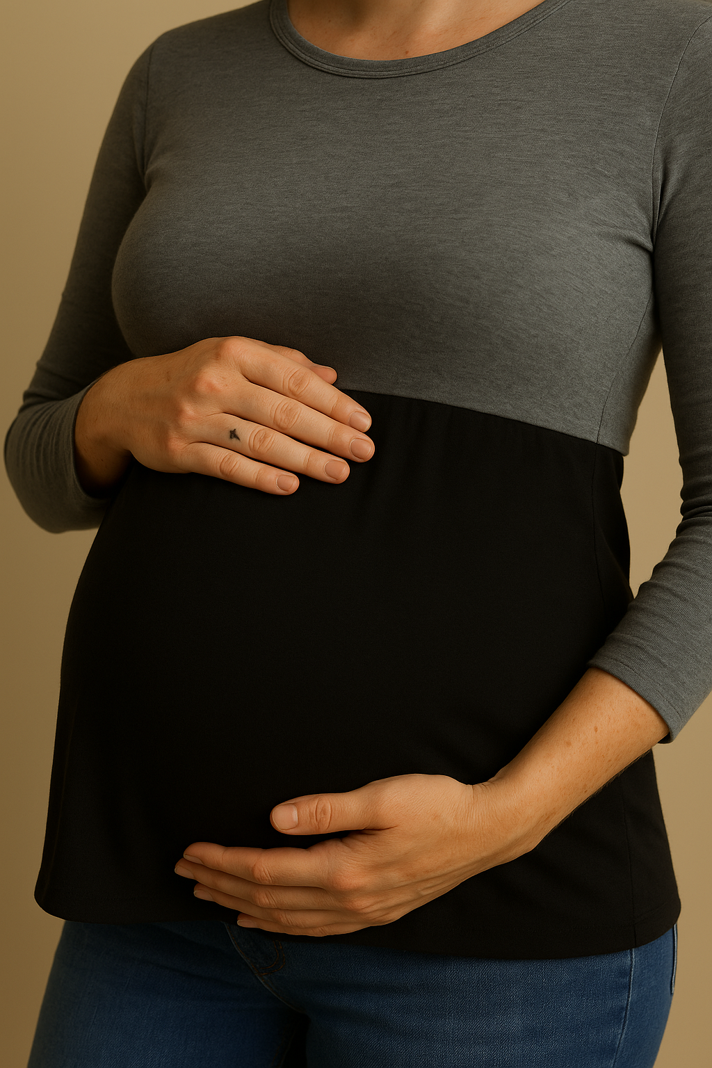 Nursing-Friendly Maternity Long Sleeve in Gray