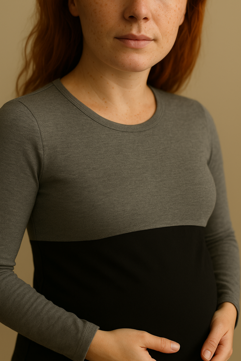 Nursing-Friendly Maternity Long Sleeve in Gray