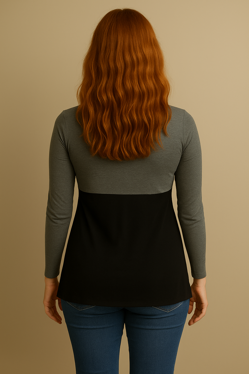 Nursing-Friendly Maternity Long Sleeve in Gray