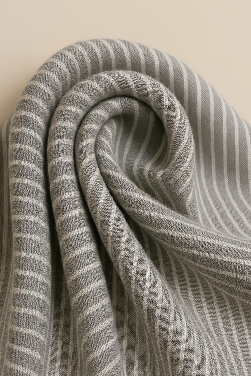 Gray Striped Long Sleeve Maxi Dress with Classic Collar