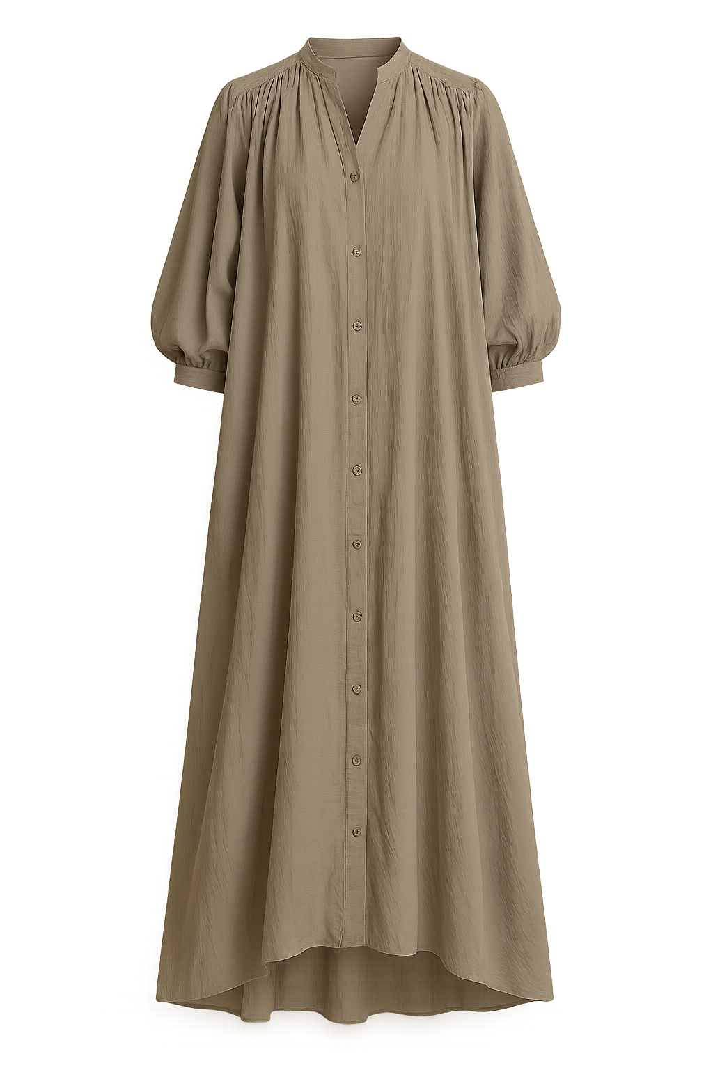 Women's Oversized Beige Pleated Maxi Dress