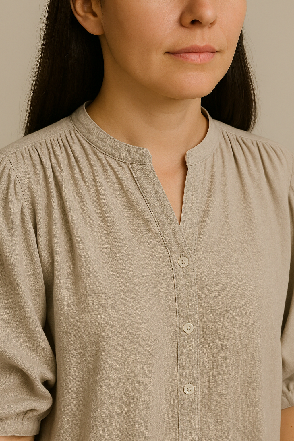 Women's Oversized Beige Pleated Maxi Dress