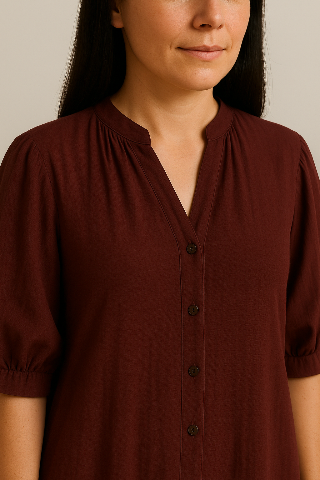 Women's Oversized Wine Red Pleated Maxi Dress