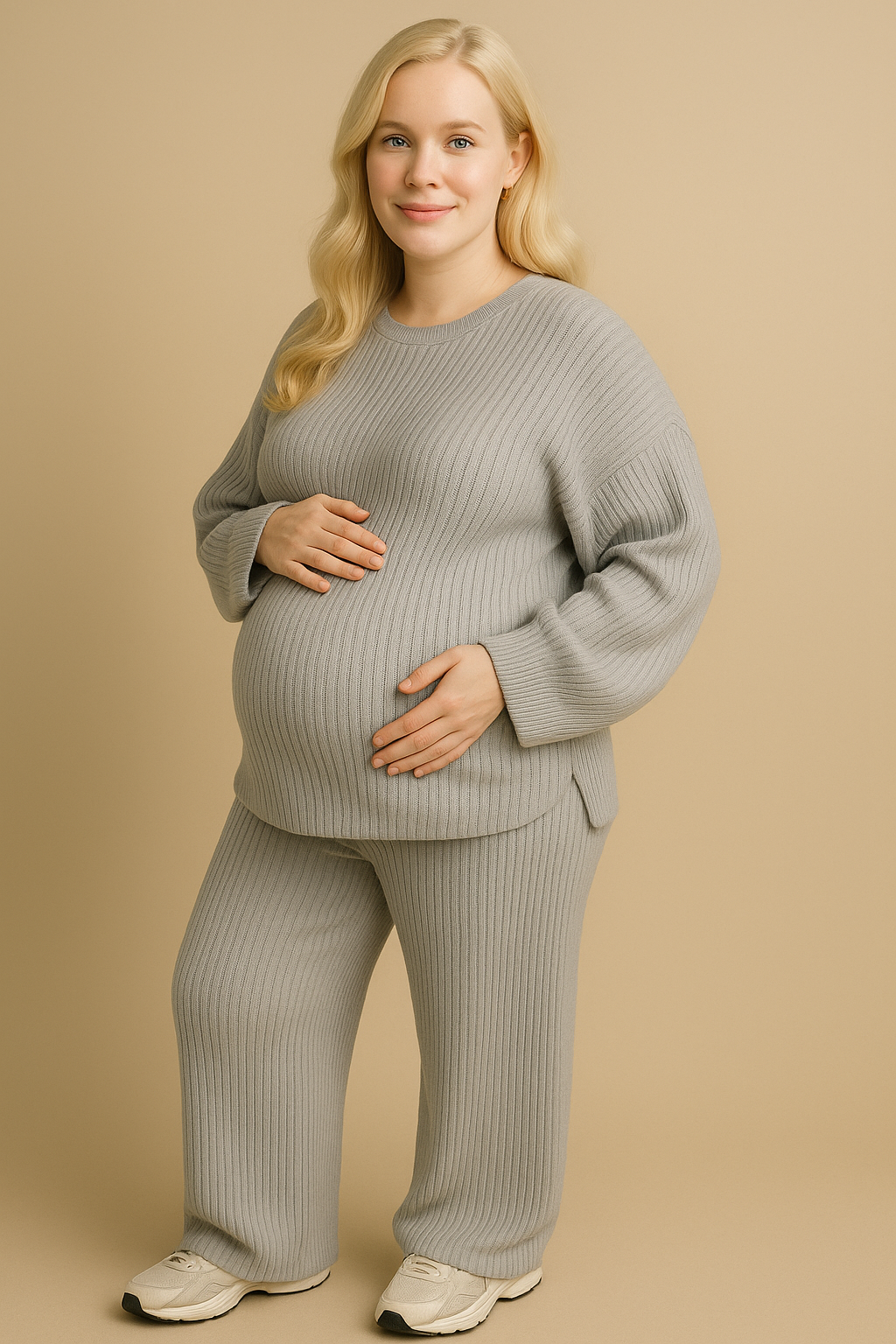 Gray Rib Knit Lounge Loose Set