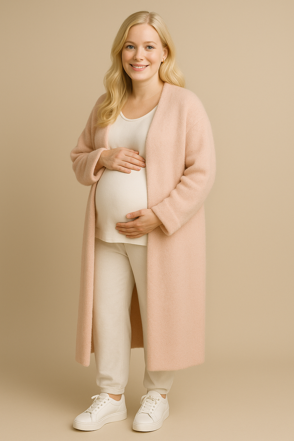 Baby Pink Cardigan Sweater Thick Imitation Mink Fleece