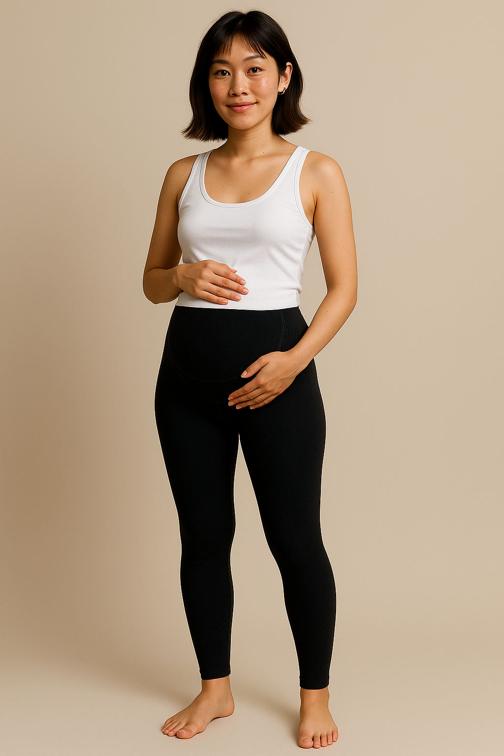Black Maternity Leggings with Belly Support