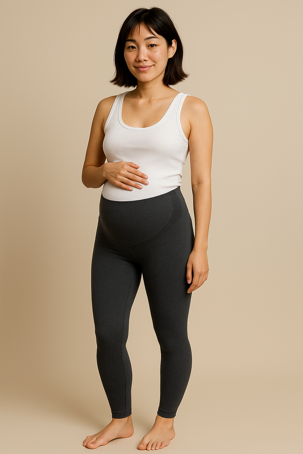 Dark Maternity Leggings with Belly Support