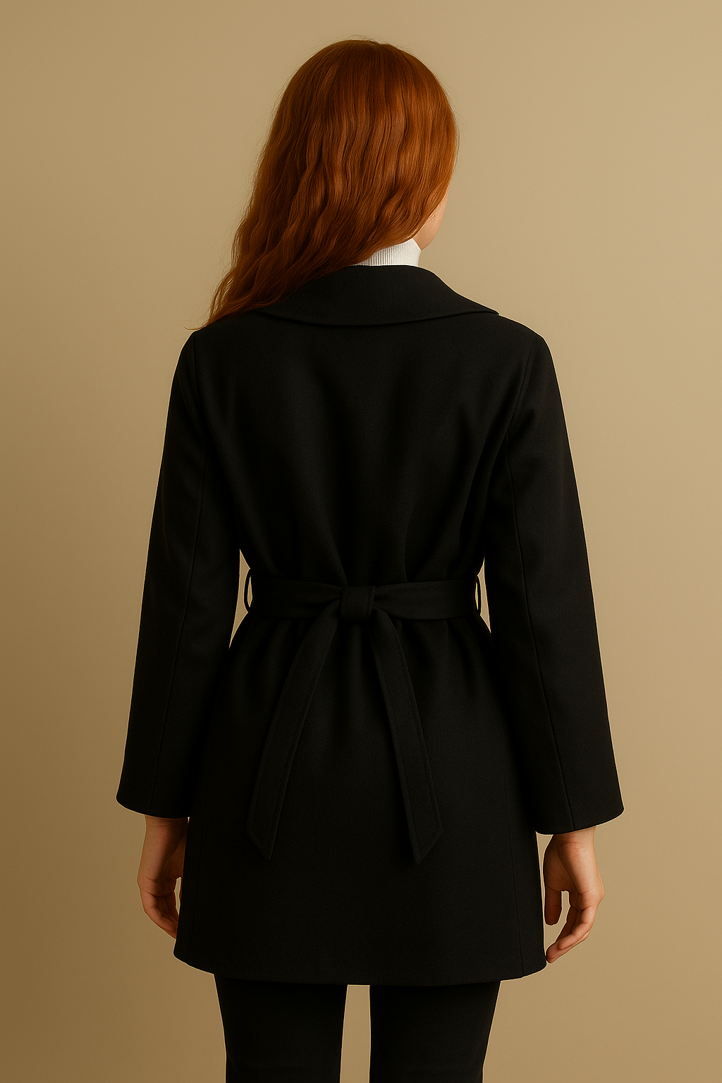 Women’s Wool Hooded Coat Premium Jacket in Black