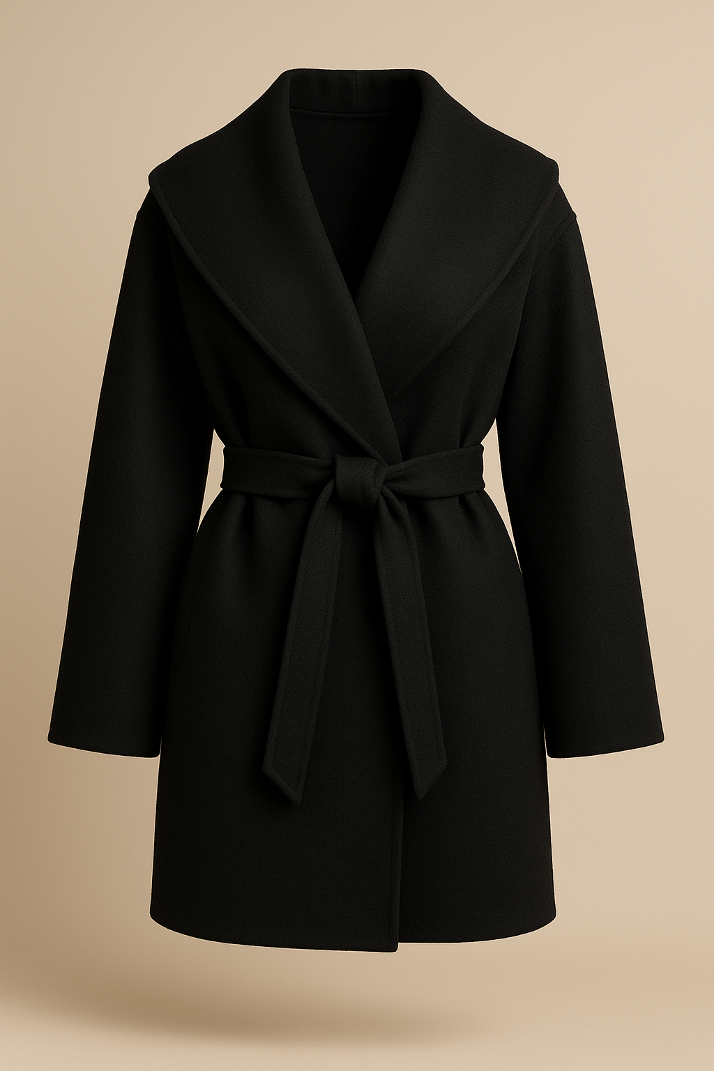 Women’s Wool Hooded Coat Premium Jacket in Black