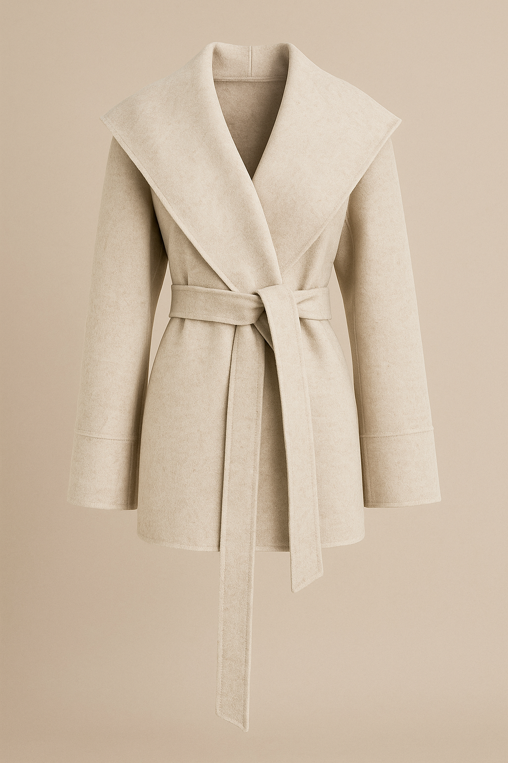 Women’s Wool Hooded Coat Premium Jacket in Apricot