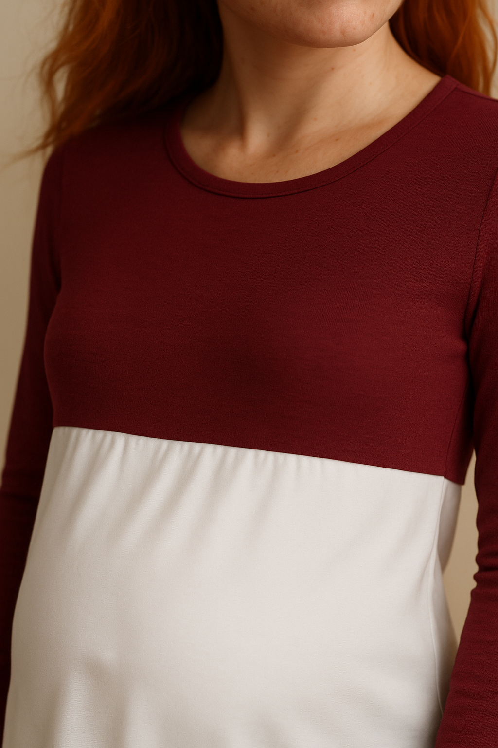 Nursing-Friendly Maternity Long Sleeve in Maroon