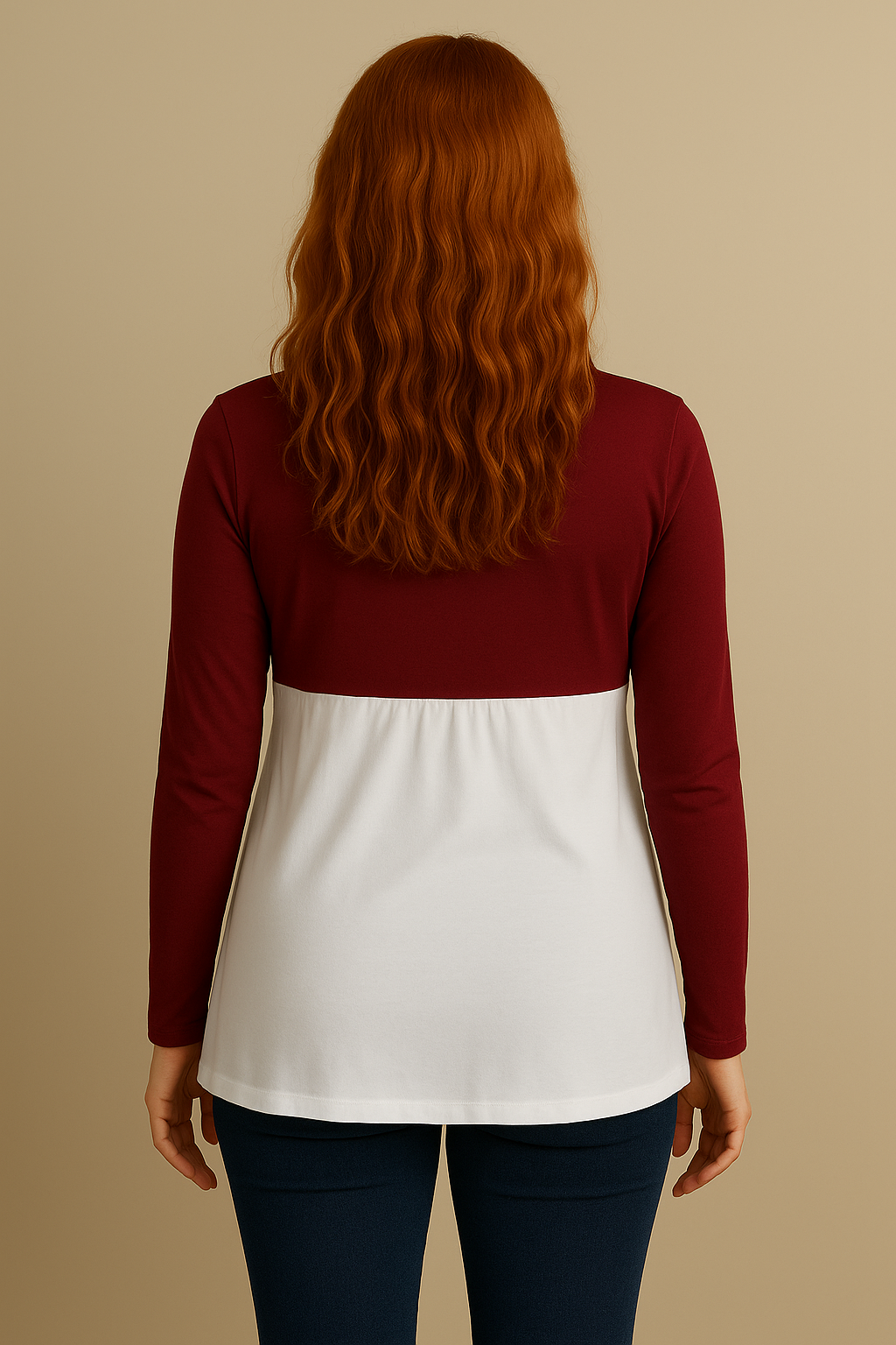 Nursing-Friendly Maternity Long Sleeve in Maroon