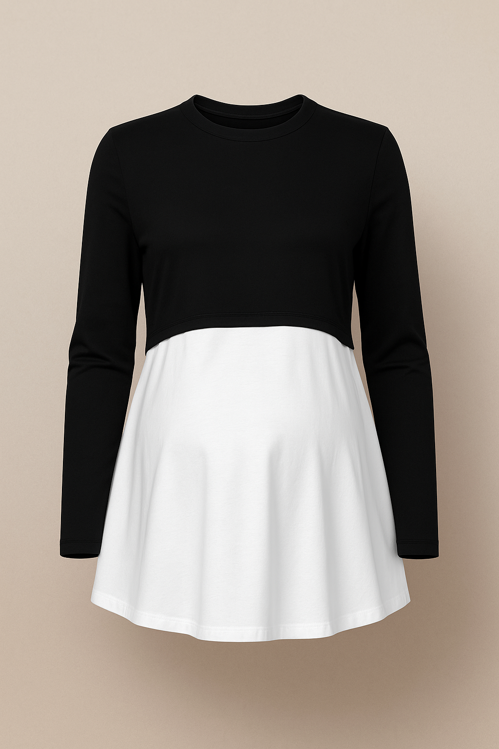 Nursing-Friendly Maternity Long Sleeve in Black & White