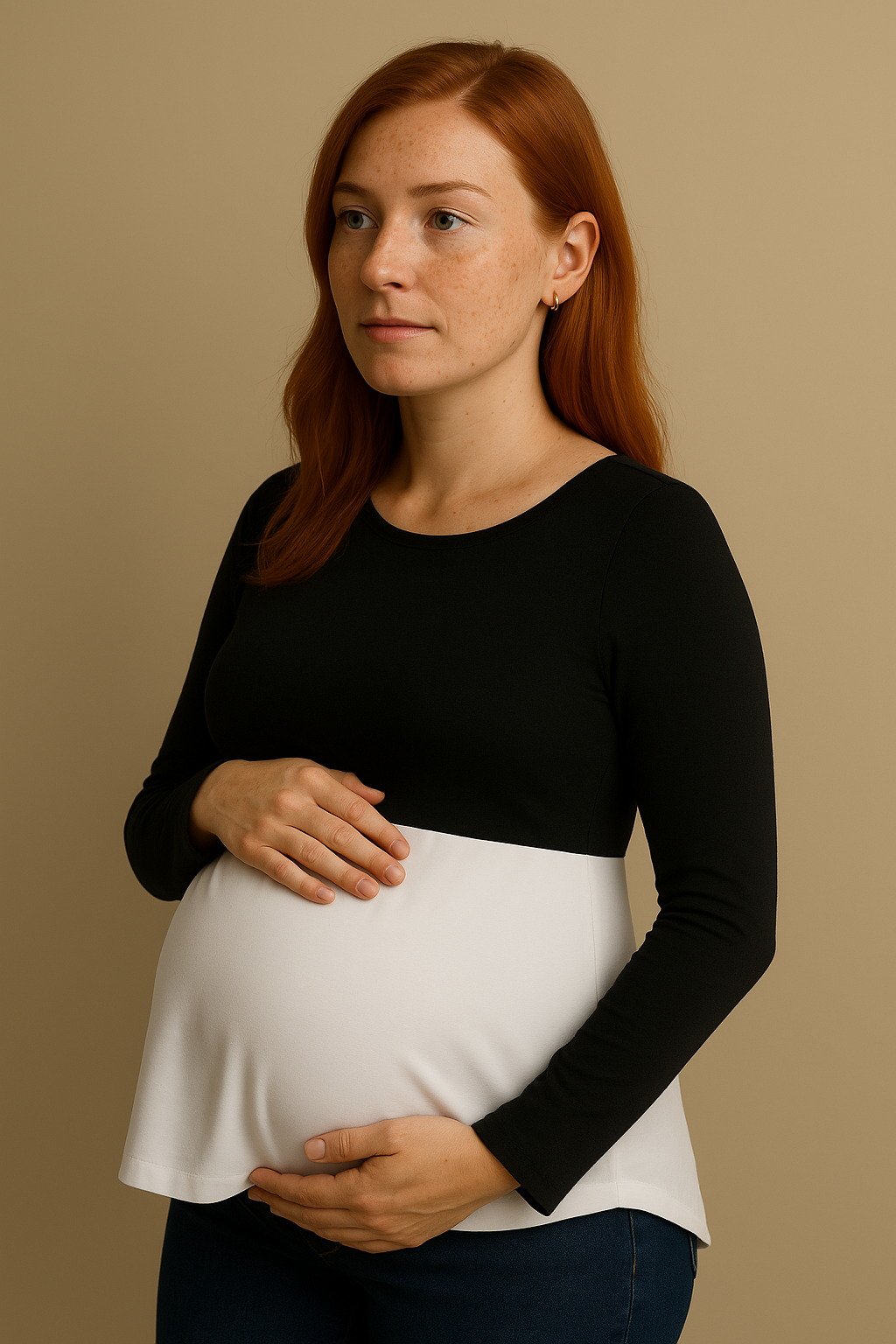 Nursing-Friendly Maternity Long Sleeve in Black & White