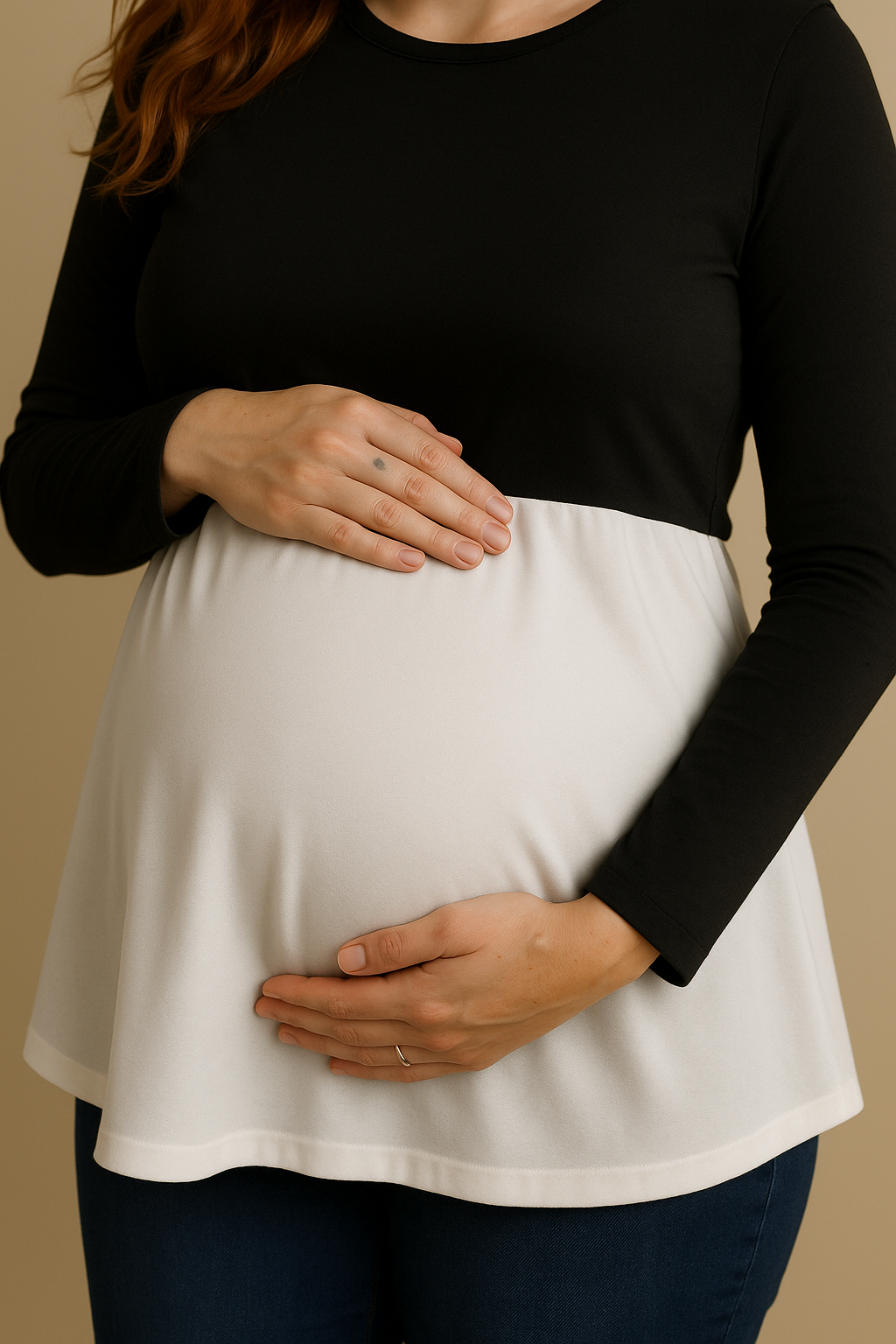 Nursing-Friendly Maternity Long Sleeve in Black & White