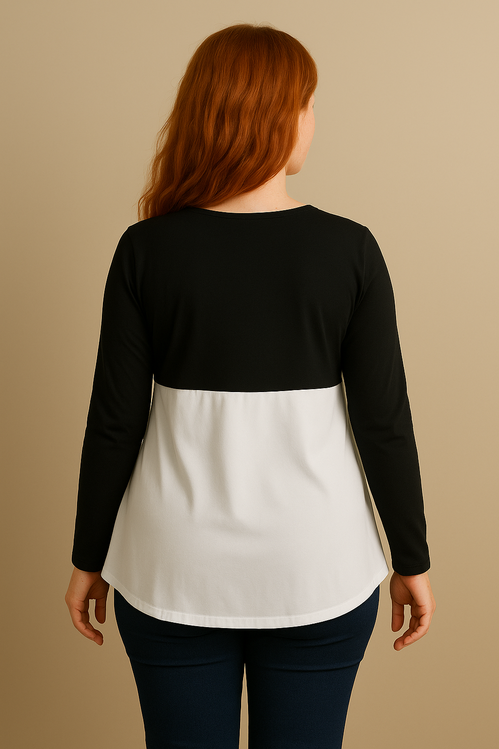 Nursing-Friendly Maternity Long Sleeve in Black & White