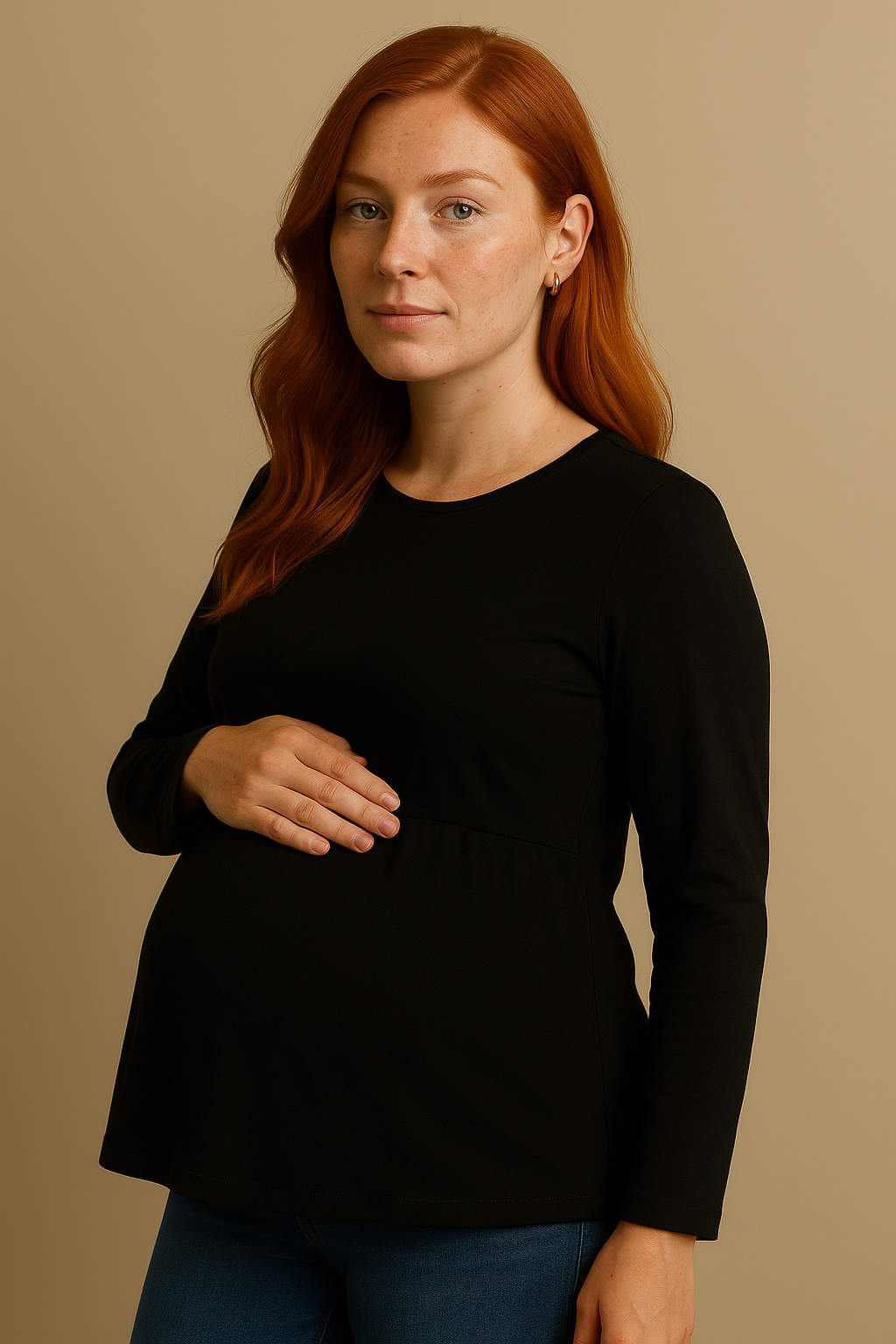 Nursing-Friendly Maternity Long Sleeve in Black