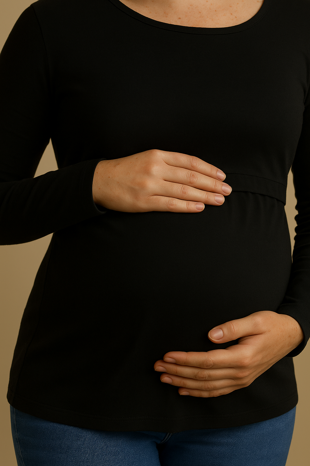 Nursing-Friendly Maternity Long Sleeve in Black
