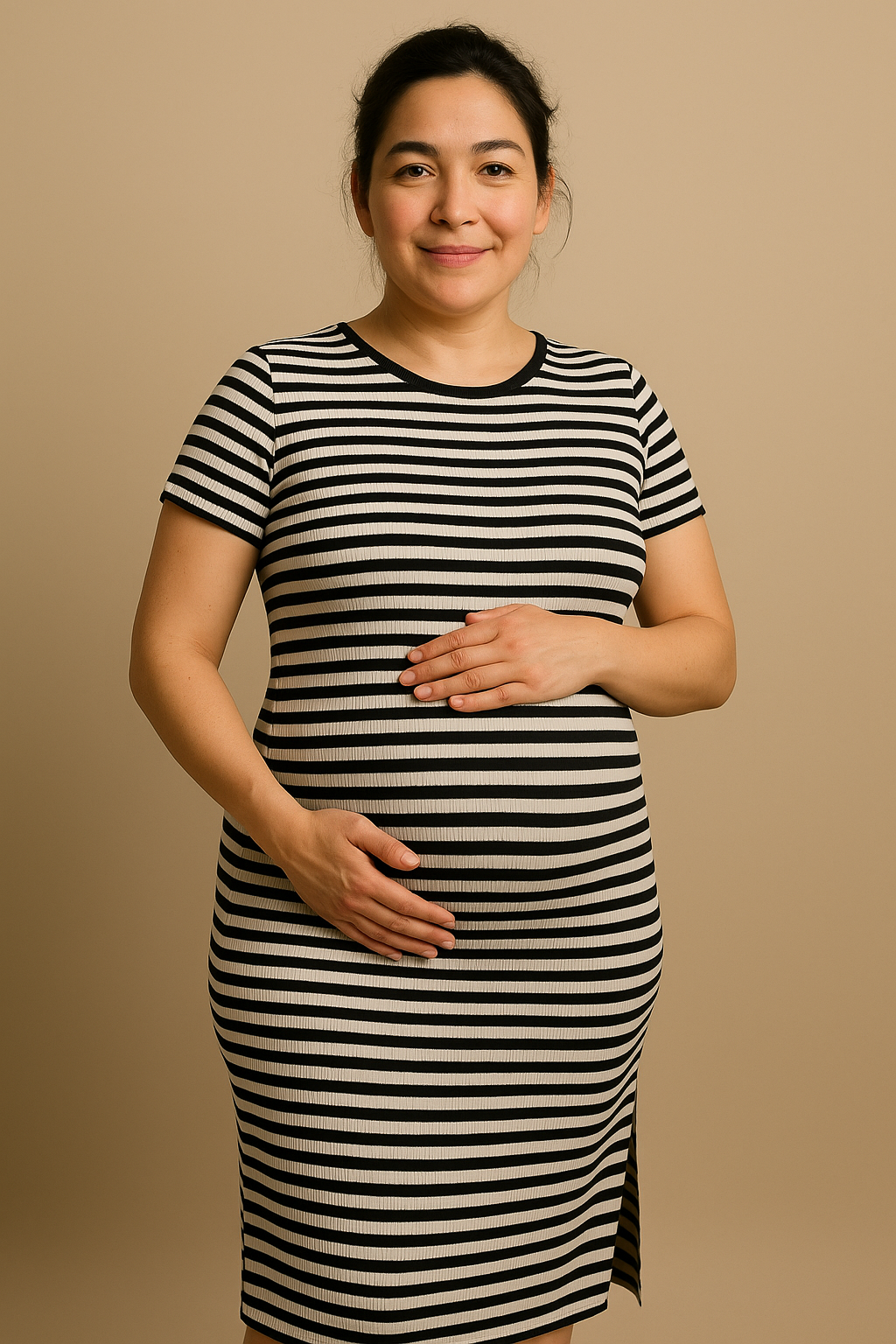 Casual Striped Short Sleeve Maternity Dress