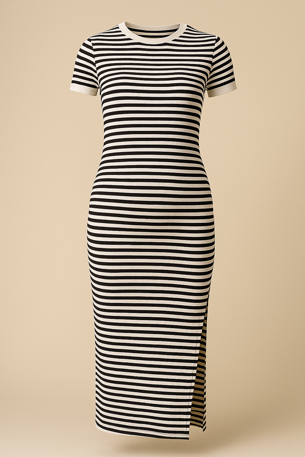 Casual Striped Short Sleeve Maternity Dress