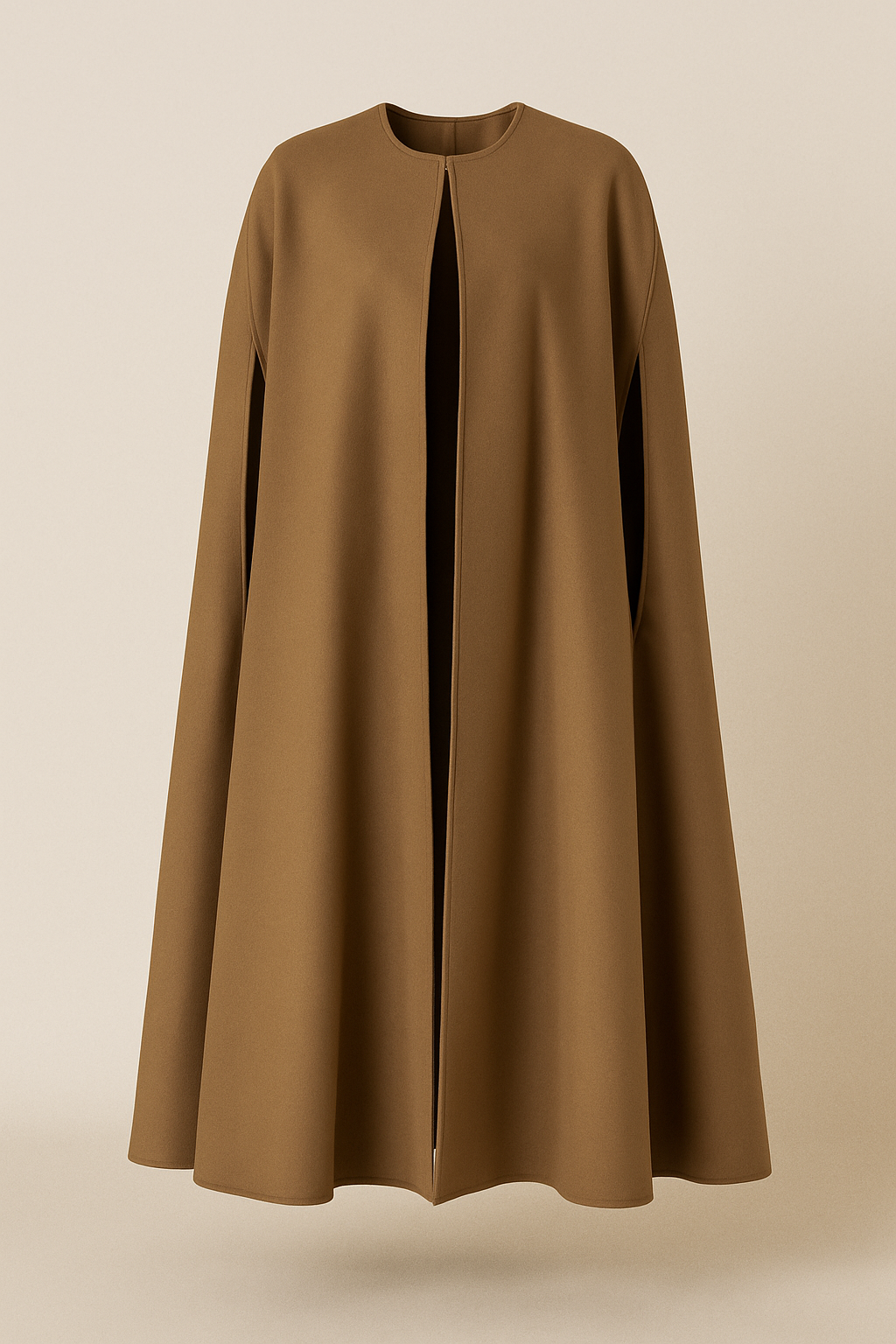 Women's Open Wool Blend Cloak Coat in Coffee