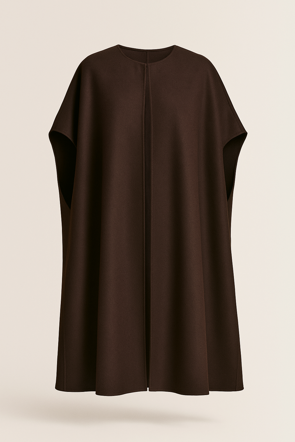 Women's Open Wool Blend Cloak Coat in Brown