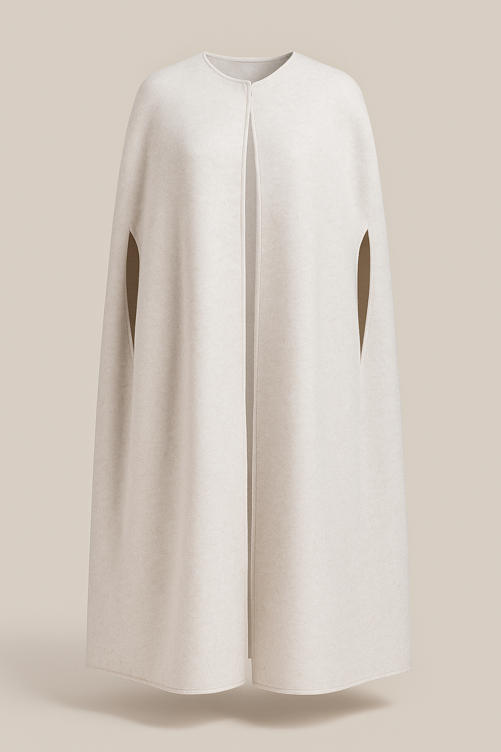 Women's Open Wool Blend Cloak Coat in Beige